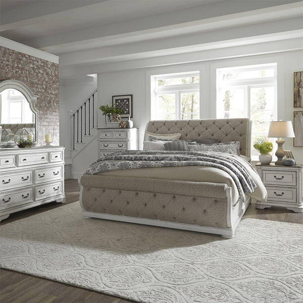  Liberty Furniture Industries Inc. Magnolia Manor 244-BR-QUSLDMCN 7 pc Queen Upholstered Sleigh Bedroom Set IMAGE 1