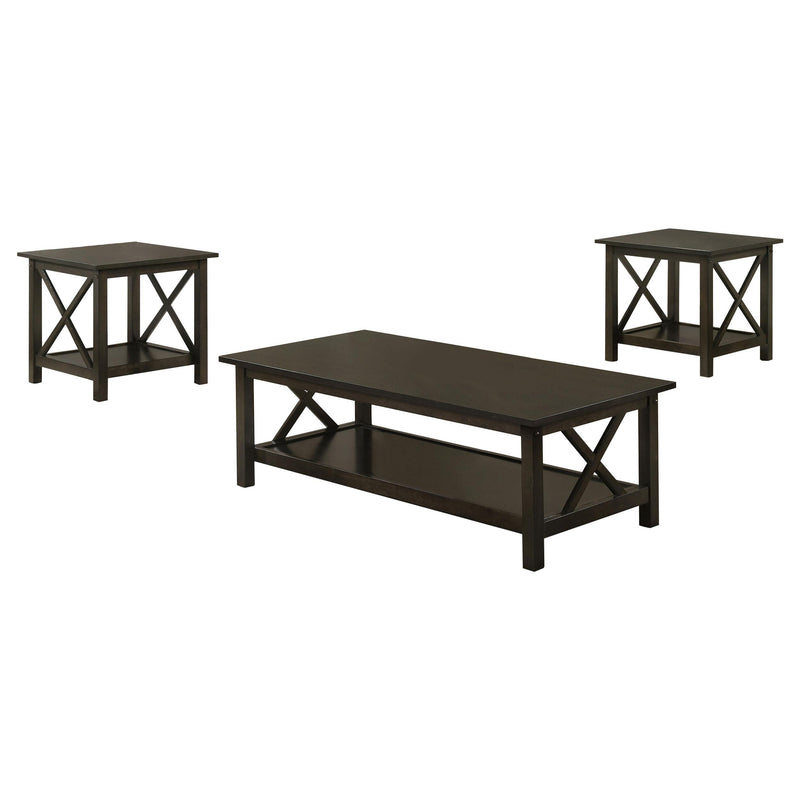 Coaster Furniture Rachelle 5909 3-piece Rectangular Coffee Table Set - Deep Merlot IMAGE 1