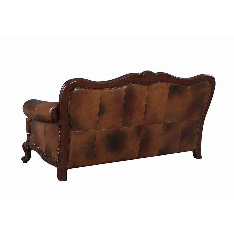 Coaster Furniture Victoria 500681 Full Leather Upholstered Rolled Arm Sofa - Brown IMAGE 2