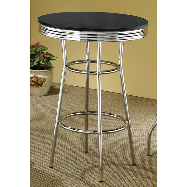Coaster Furniture Retro 2405 Round 30-inch 1950's Bistro Pub Height Bar Table - Black IMAGE 1