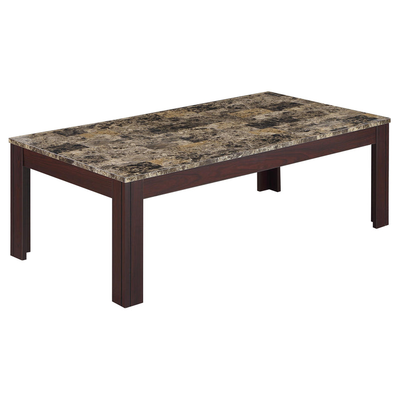 Coaster Furniture Rhodes 700395 3-piece Faux Marble Top Coffee Table Set - Brown IMAGE 2
