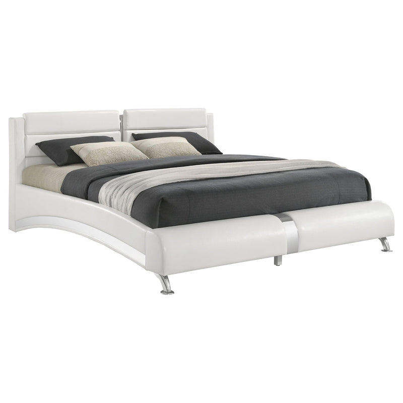 Coaster Furniture Jeremaine 300345KW Upholstered California King Sleigh Bed - White IMAGE 2