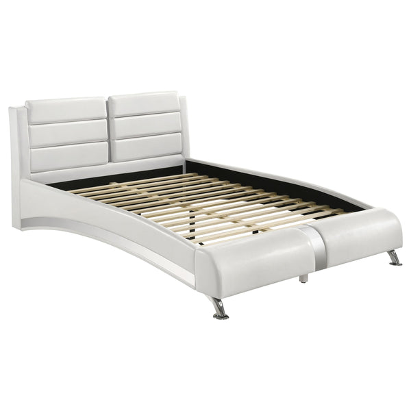 Coaster Furniture Jeremaine 300345Q Upholstered Queen Sleigh Bed - White IMAGE 1