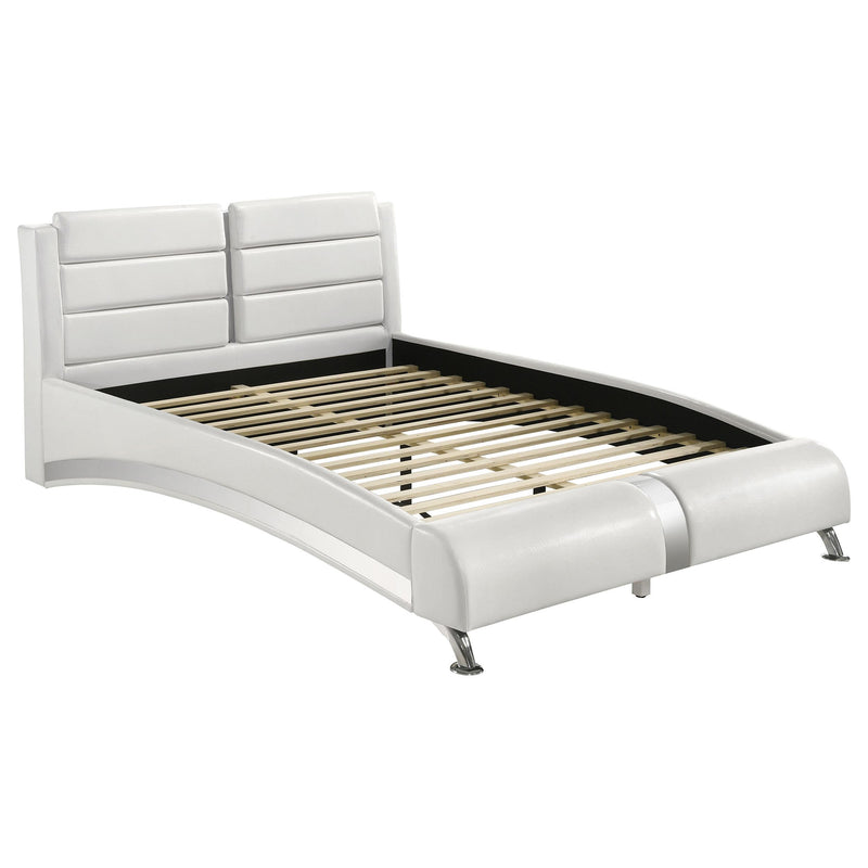 Coaster Furniture Jeremaine 300345Q Upholstered Queen Sleigh Bed - White IMAGE 1