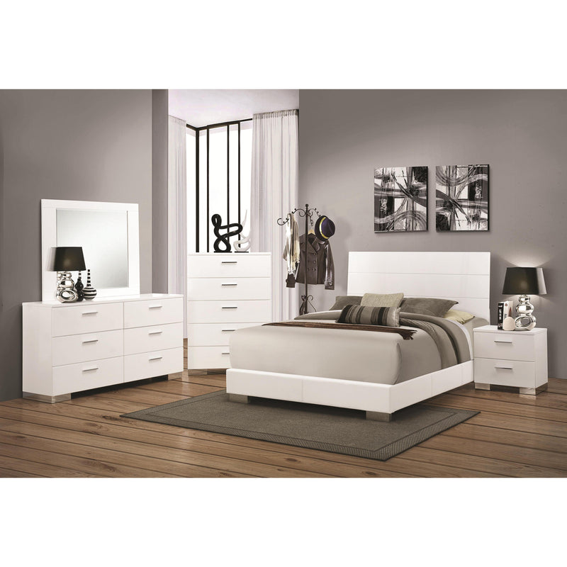 Coaster Furniture Felicity 203501Q Wood Queen Panel Bed - White High Gloss IMAGE 2