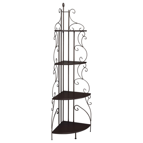Coaster Furniture Poppy 910038 74-inch 4-shelf Corner Bookshelf - Copper and Cappuccino IMAGE 1