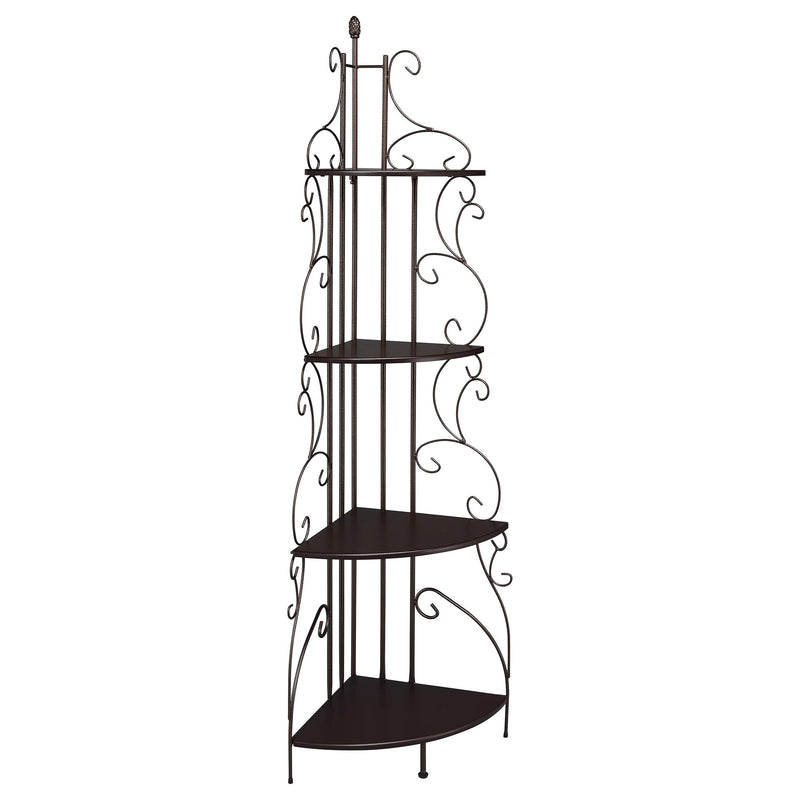 Coaster Furniture Poppy 910038 74-inch 4-shelf Corner Bookshelf - Copper and Cappuccino IMAGE 1