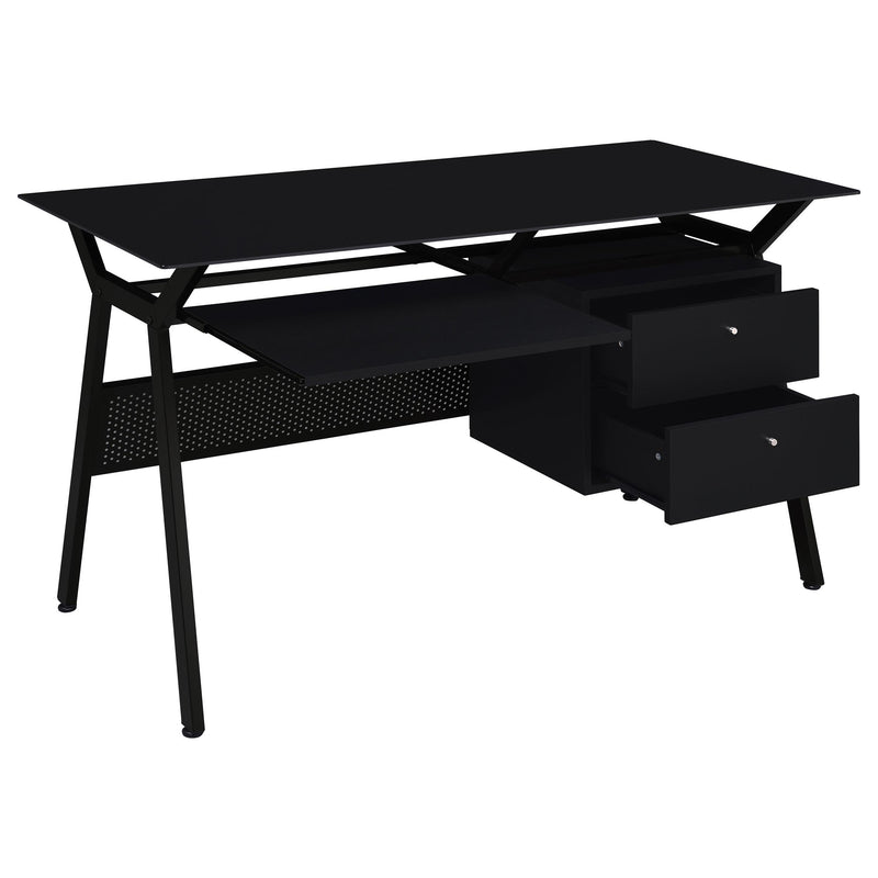 Coaster Furniture Weaving 800436 55-inch 2-Drawer Computer Desk Keyboard Tray - Black IMAGE 2