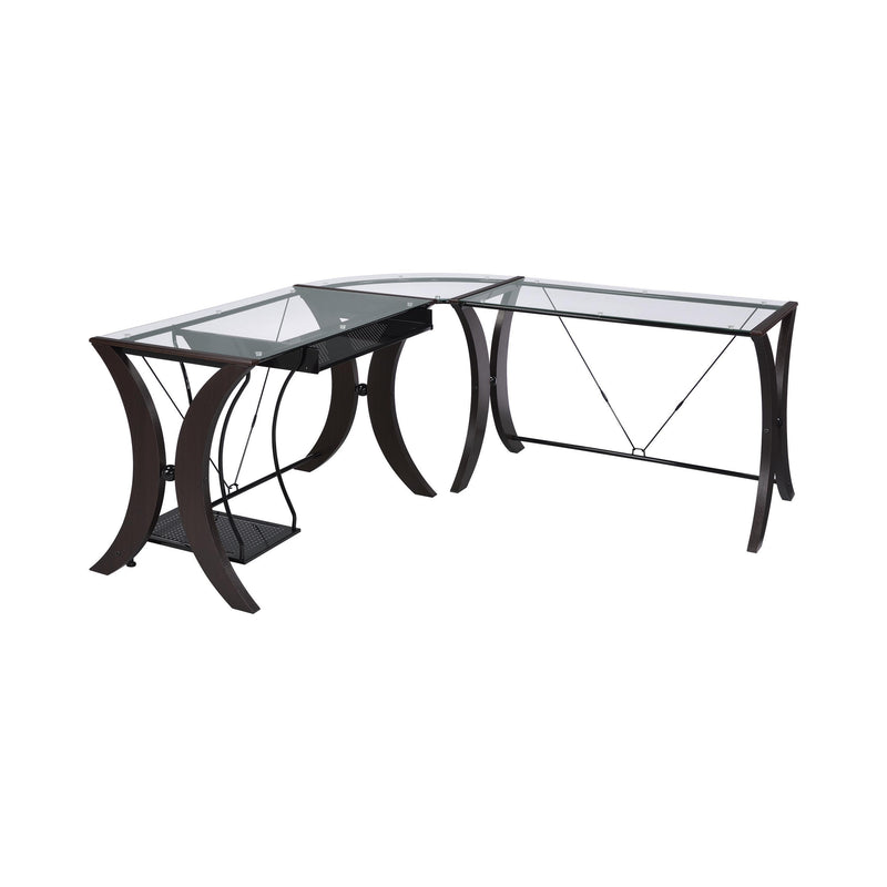 Coaster Furniture Monterey 800446 67-inch Glass Top L-Shape Computer Desk - Cappuccino IMAGE 1