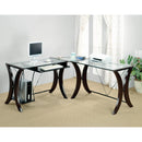  Coaster Furniture Monterey 800446 67-inch Glass Top L-Shape Computer Desk - Cappuccino IMAGE 2