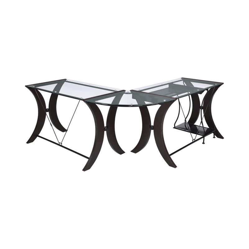 Coaster Furniture Monterey 800446 67-inch Glass Top L-Shape Computer Desk - Cappuccino IMAGE 6