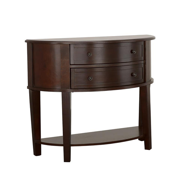 Coaster Furniture Diane 950156 2-Drawer Demilune Entryway Console Table - Cappuccino IMAGE 1