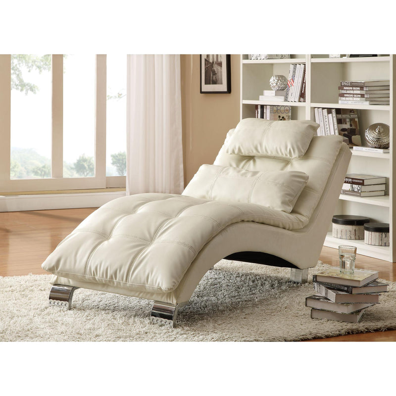 Coaster Furniture Dilleston 550078 Faux Leather Upholstered Tufted Chaise - White IMAGE 1