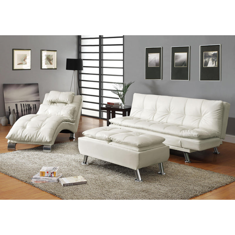 Coaster Furniture Dilleston 550078 Faux Leather Upholstered Tufted Chaise - White IMAGE 2
