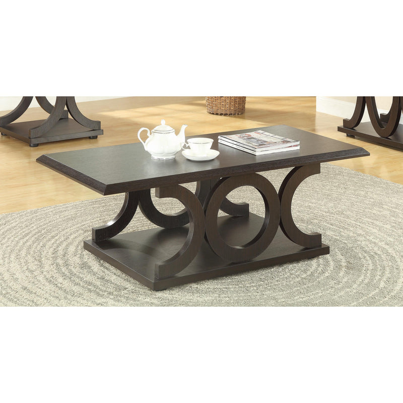 Coaster Furniture Shelly 703148 Rectangular Engineered Wood Coffee Table - Cappuccino IMAGE 2