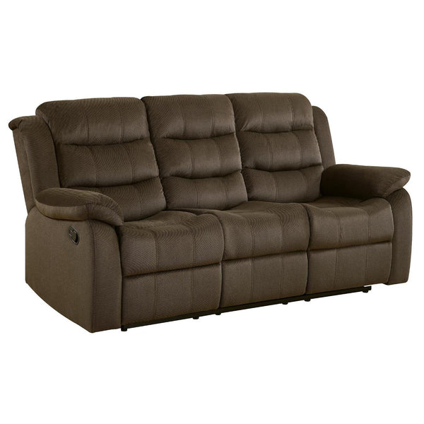 Coaster Furniture Rodman 601881 Upholstered Padded Arm Reclining Sofa - Olive Brown IMAGE 1