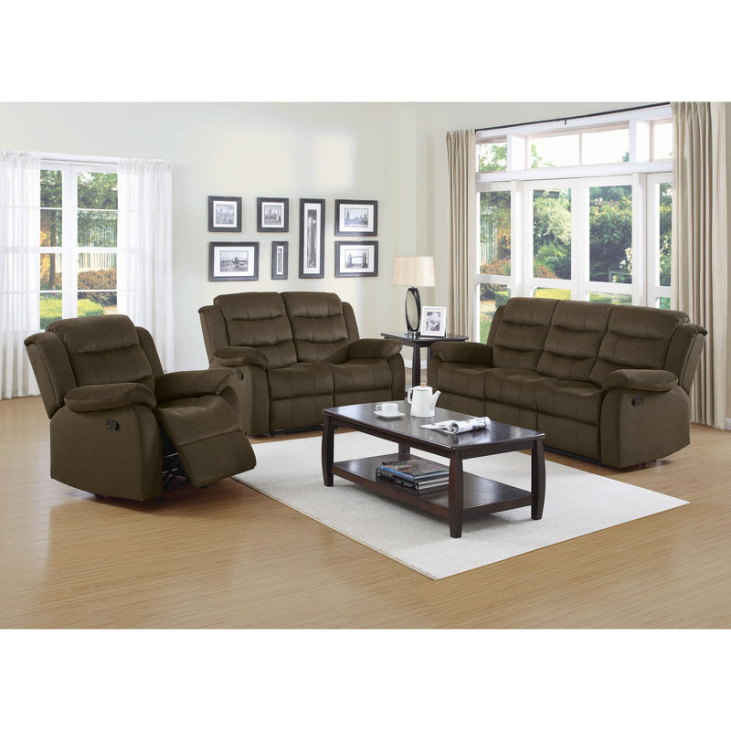 Coaster Furniture Rodman 601881 Upholstered Padded Arm Reclining Sofa - Olive Brown IMAGE 3