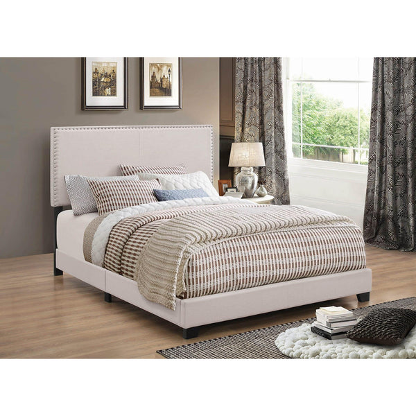 Coaster Furniture Boyd 350051KE Upholstered Eastern King Panel Bed - Ivory IMAGE 1