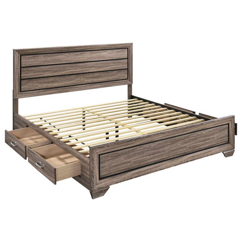 Coaster Furniture Kauffman 204190KE Wood Eastern King Storage Panel Bed - Washed Taupe IMAGE 2