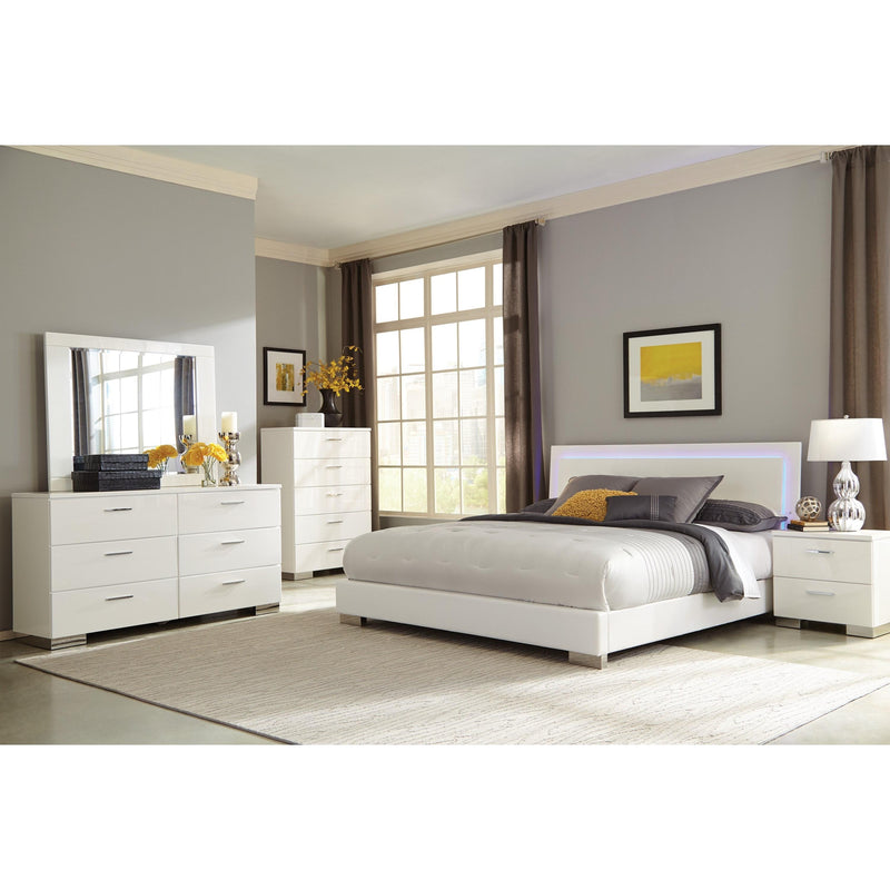 Coaster Furniture Felicity 203500KW Wood California King LED Panel Bed - White High Gloss IMAGE 3