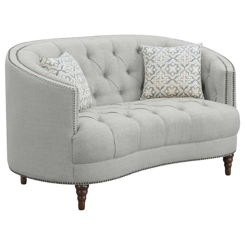 Coaster Furniture Avonlea 505642 Upholstered Sloped Arm Loveseat - Grey Fabric IMAGE 1