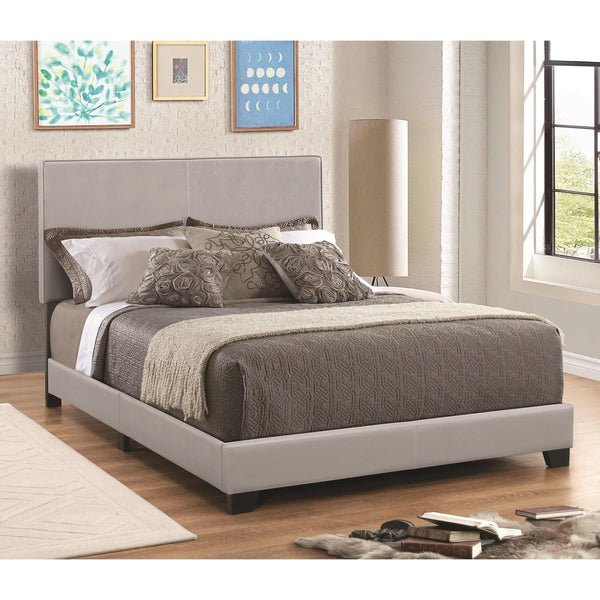 Coaster Furniture Dorian 300763KE Faux Leather Upholstered Eastern King Panel Bed - Grey IMAGE 1