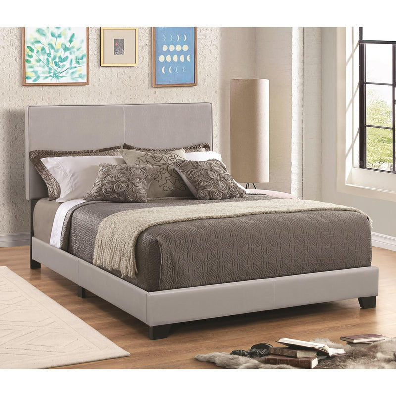 Coaster Furniture Dorian 300763KE Faux Leather Upholstered Eastern King Panel Bed - Grey IMAGE 1