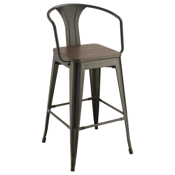 Coaster Furniture Cavalier 100737 Metal Bar Chair - Dark Elm and Matte Black (Set of 2) IMAGE 1