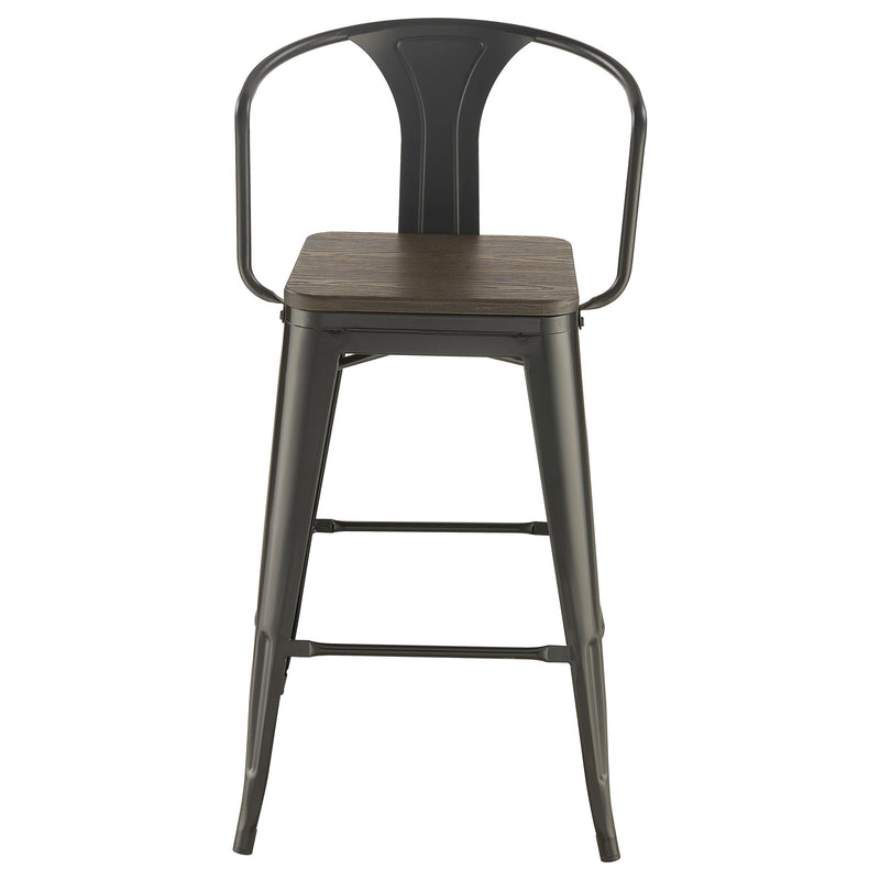 Coaster Furniture Cavalier 100737 Metal Bar Chair - Dark Elm and Matte Black (Set of 2) IMAGE 2