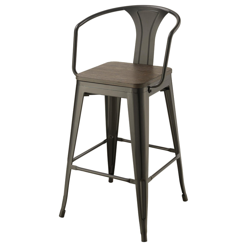 Coaster Furniture Cavalier 100737 Metal Bar Chair - Dark Elm and Matte Black (Set of 2) IMAGE 3