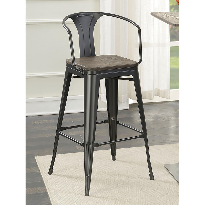 Coaster Furniture Cavalier 100737 Metal Bar Chair - Dark Elm and Matte Black (Set of 2) IMAGE 9