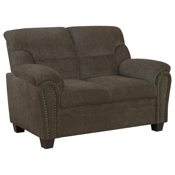 Coaster Furniture Clementine 506572 Upholstered Padded Arm Loveseat - Brown IMAGE 1