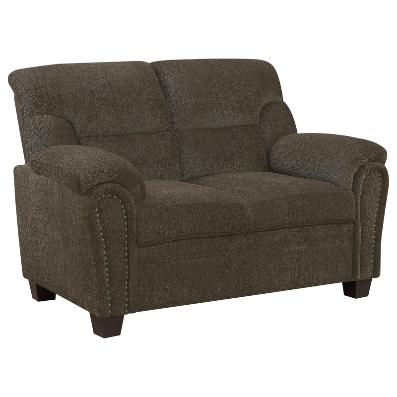 Coaster Furniture Clementine 506572 Upholstered Padded Arm Loveseat - Brown IMAGE 1
