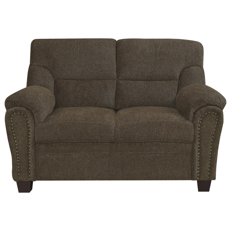 Coaster Furniture Clementine 506572 Upholstered Padded Arm Loveseat - Brown IMAGE 2