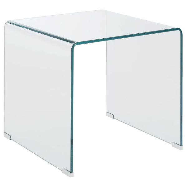 Coaster Furniture Ripley 705327 Squared Tempered Bent Glass Side End Table - Clear IMAGE 1
