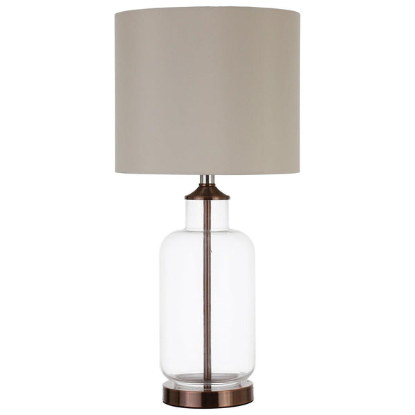 Coaster Furniture Aisha 920015 25-inch Drum Shade Glass Table Lamp - Antique Brass IMAGE 1