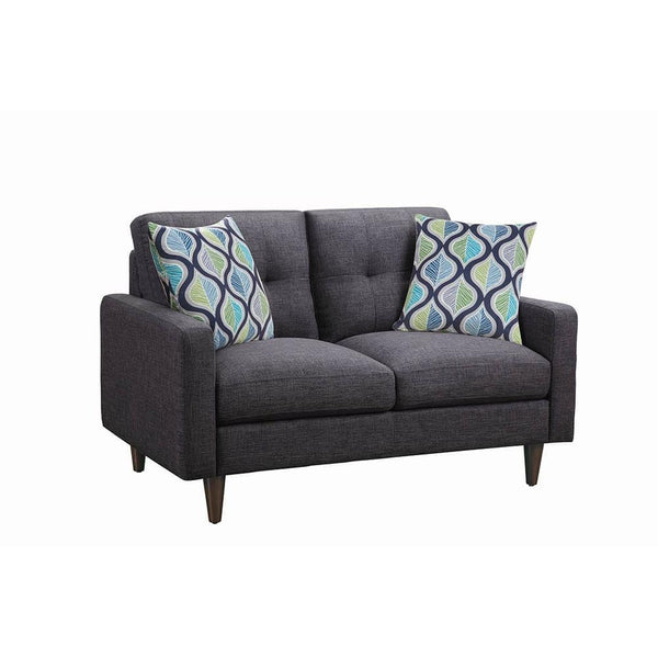 Coaster Furniture Watsonville 552002 Upholstered Track Arm Tufted Loveseat - Grey IMAGE 1