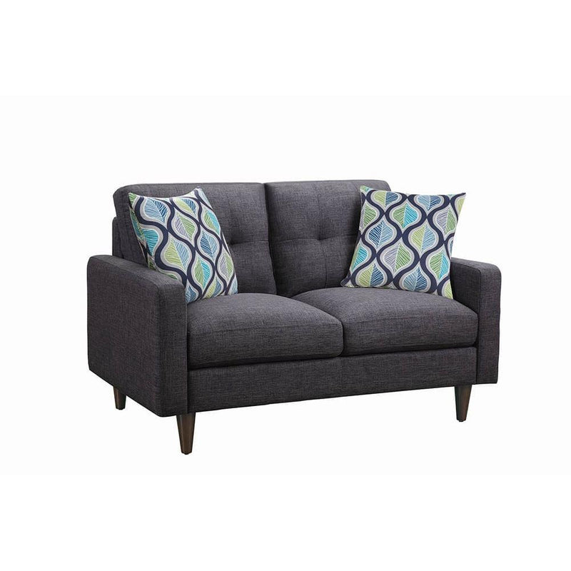 Coaster Furniture Watsonville 552002 Upholstered Track Arm Tufted Loveseat - Grey IMAGE 1