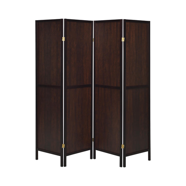 Coaster Furniture Deepika 961414 4-Panel Room Divider Folding Screen - Rustic Tobacco IMAGE 1