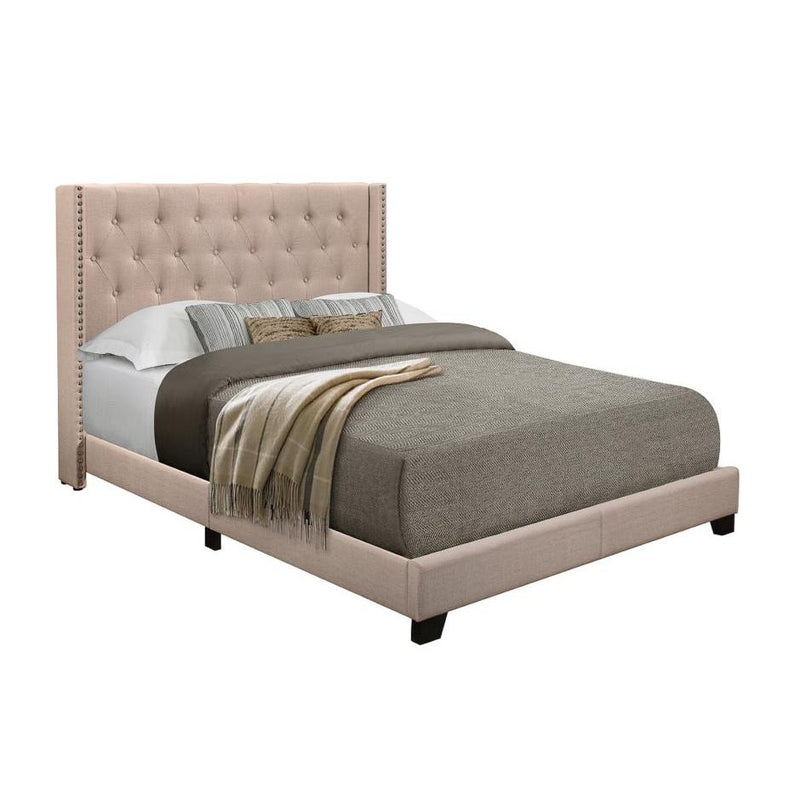 Homelegance Queen Upholstered Platform Bed SH215BGE-1* Queen Bed - Beige IMAGE 2