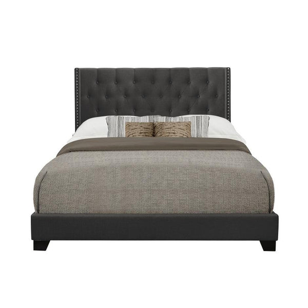 Homelegance King Upholstered Platform Bed SH215KDGR-1* King Bed - Dark Grey IMAGE 1