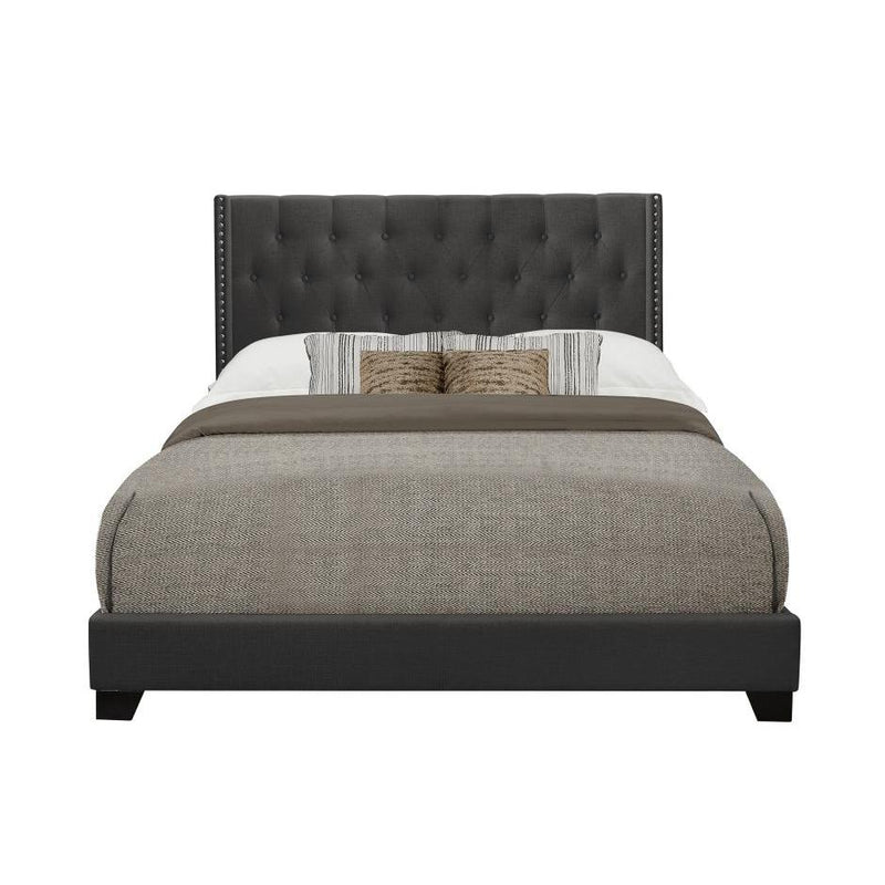 Homelegance King Upholstered Platform Bed SH215KDGR-1* King Bed - Dark Grey IMAGE 1