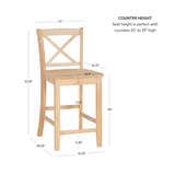 TORINO UNFINISHED X BACK CTR STOOL