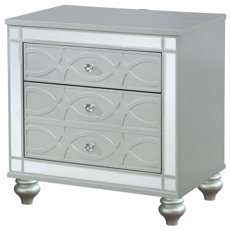 Coaster Furniture Gunnison 223212 2-Drawer Nightstand - Silver Metallic IMAGE 3
