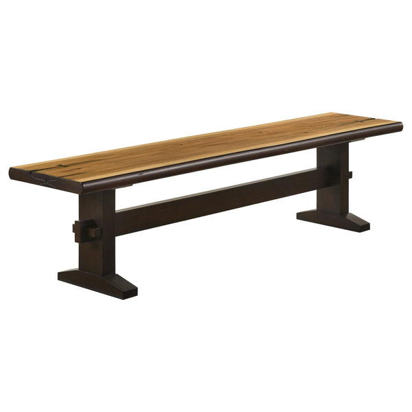 Coaster Furniture Bexley 110333 Wood Dining Bench - Natural Honey and Smokey Black IMAGE 1