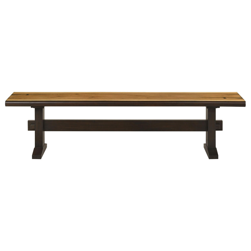 Coaster Furniture Bexley 110333 Wood Dining Bench - Natural Honey and Smokey Black IMAGE 2