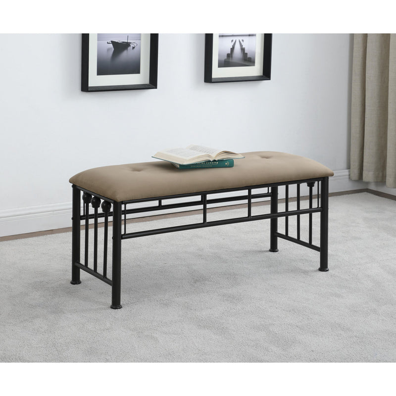 Coaster Furniture Livingston 301396 Microfiber Upholstered Bench - Brown and Bronze IMAGE 4