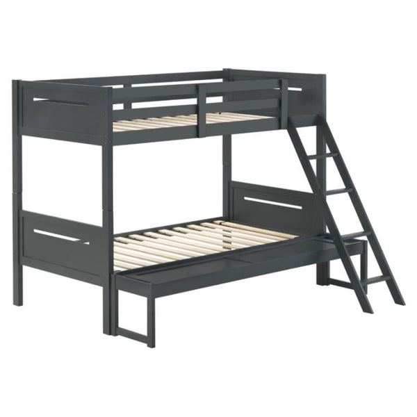 Coaster Furniture Littleton 405052GRY Wood Twin Over Full Bunk Bed - Grey IMAGE 1