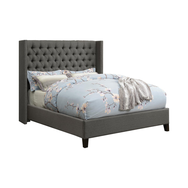 Coaster Furniture Bancroft 301405KE Upholstered Eastern King Wingback Bed - Grey IMAGE 1