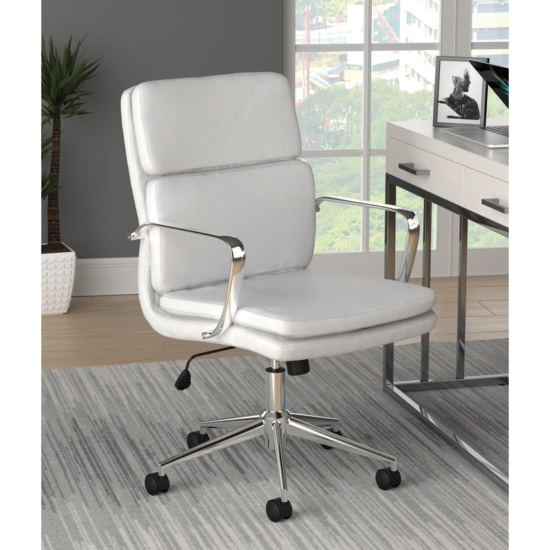 Coaster Furniture Ximena 801767 Upholstered Adjustable Mid Back Office Chair - White IMAGE 7
